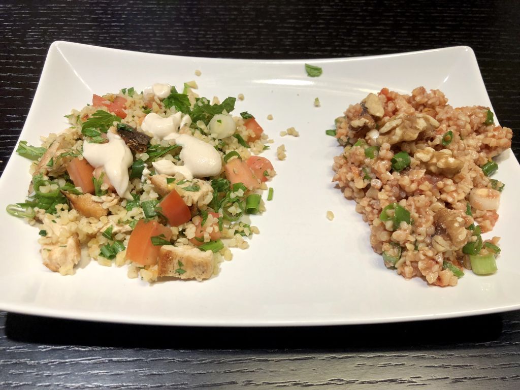 Chicken Tabbouleh (left) and Bulgur Salad (right)